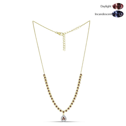 Collar de Plata Bañada en Oro con Granate Multicolor de Tsivory y Topacio Blanco