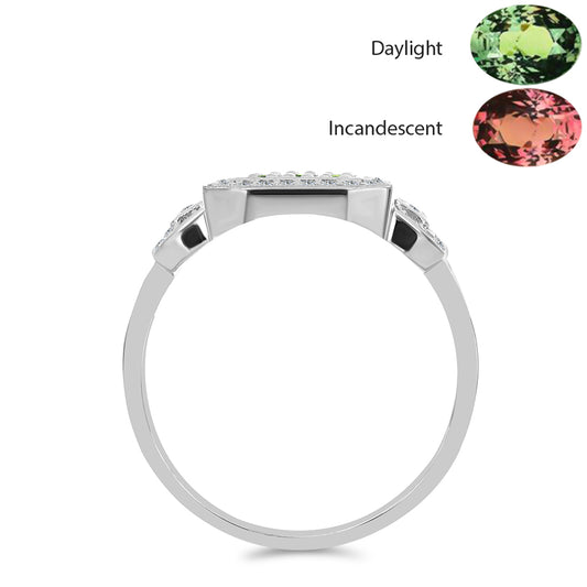 Anillo de Plata con Alejandrita natural y Topacio Blanco