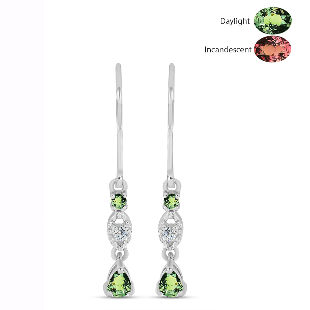 Pendientes de Plata con Alejandrita natural y Topacio Blanco