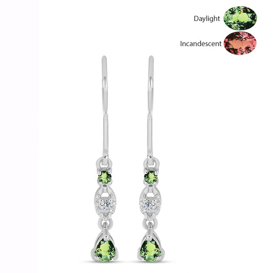 Pendientes de Plata con Alejandrita natural y Topacio Blanco