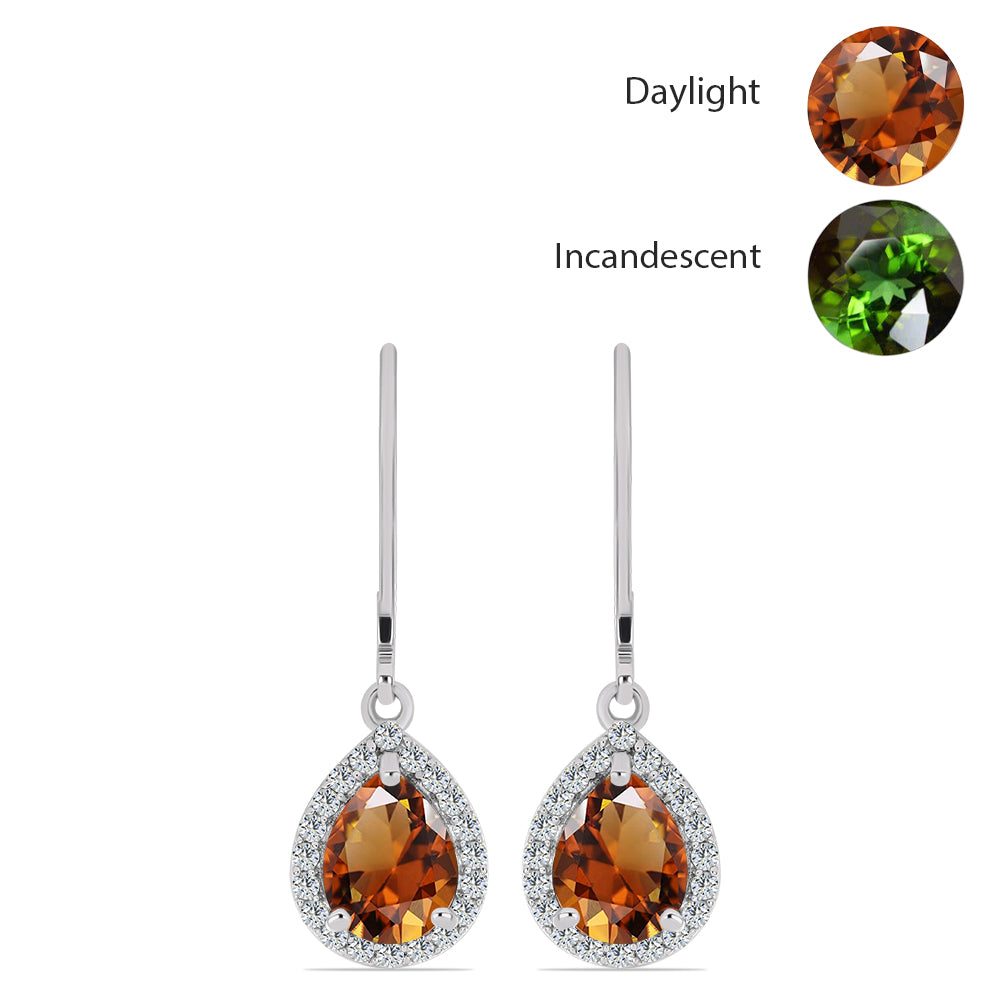 Pendientes de Plata con Zultanita de Anatolia certificado y cultivado en laboratorio y Topacio Blanco