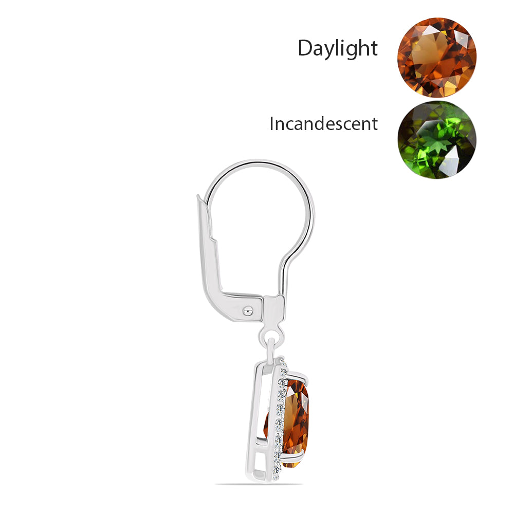 Pendientes de Plata con Zultanita de Anatolia certificado y cultivado en laboratorio y Topacio Blanco 2 