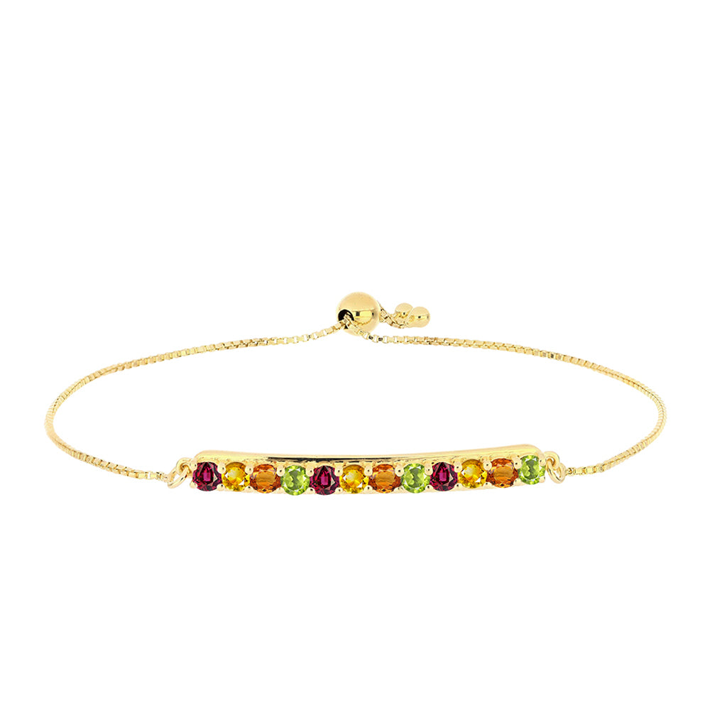 Pulsera de Plata Bañada en Oro con Zafiro Arco Iris 1 