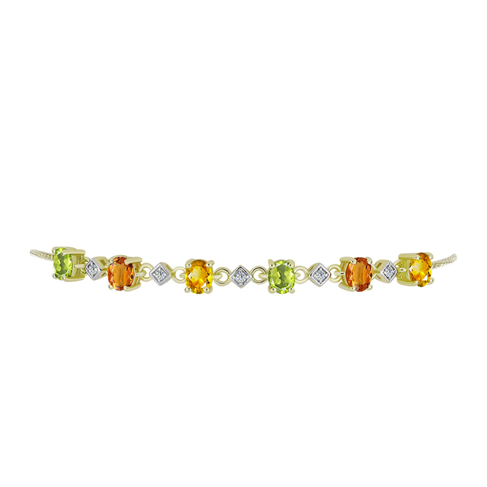 Pulsera de Plata Bañada en Oro con Zafiro Arco Iris y Topacio Blanco 2 