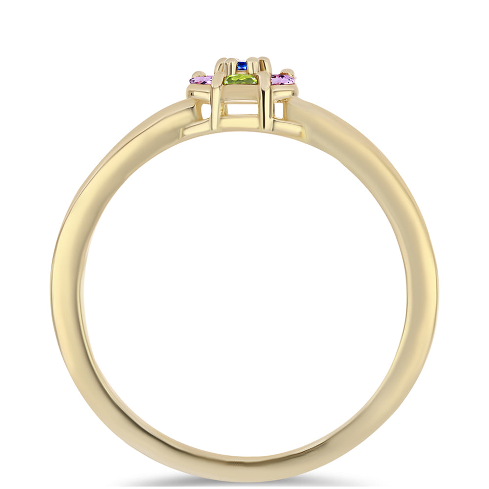 Anillo de Plata Bañada en Oro con Zafiro Arco Iris 3 