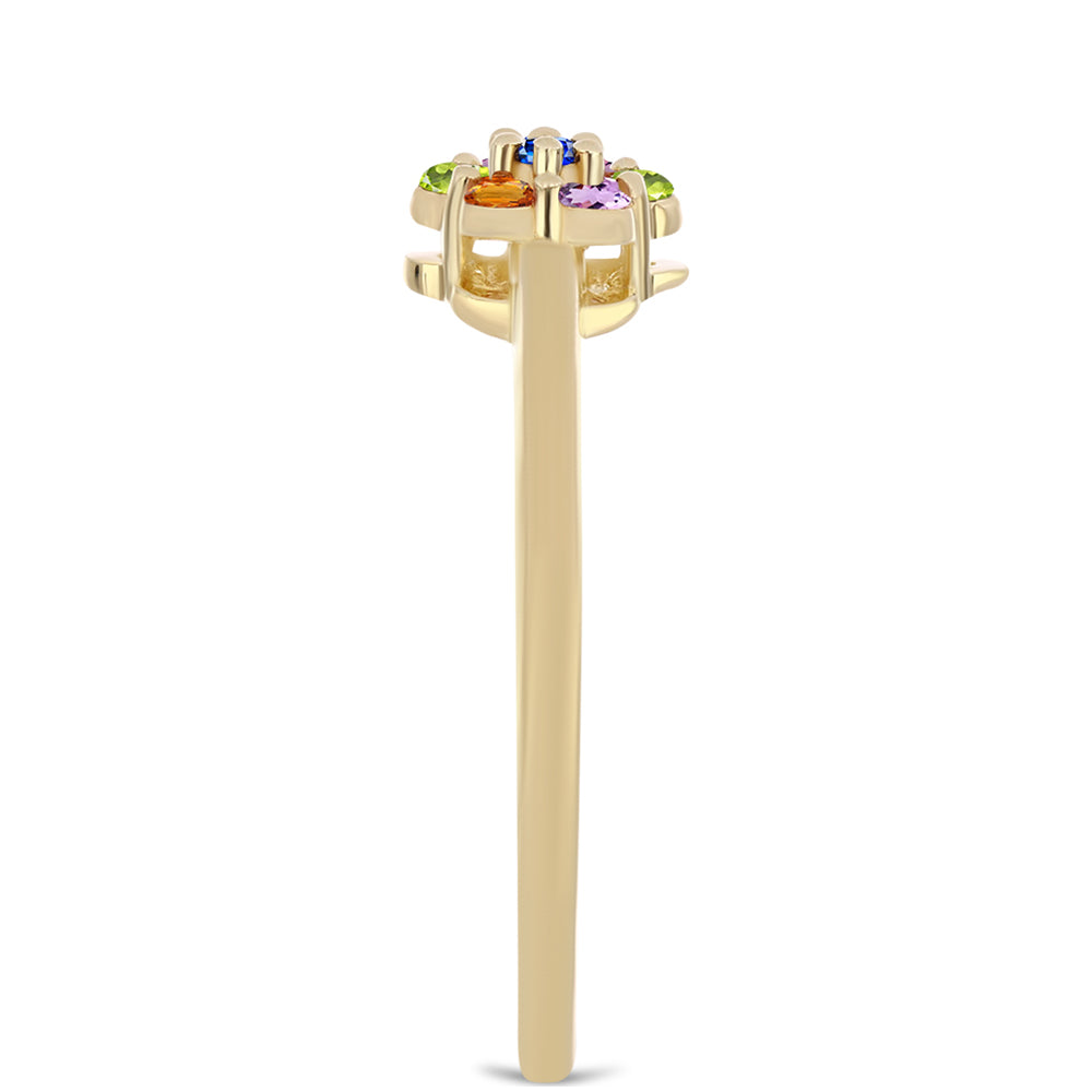 Anillo de Plata Bañada en Oro con Zafiro Arco Iris 4 