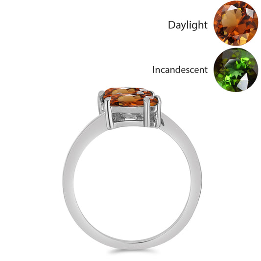 Anillo de Plata con Zultanita de Anatolia certificado y cultivado en laboratorio y Topacio Blanco