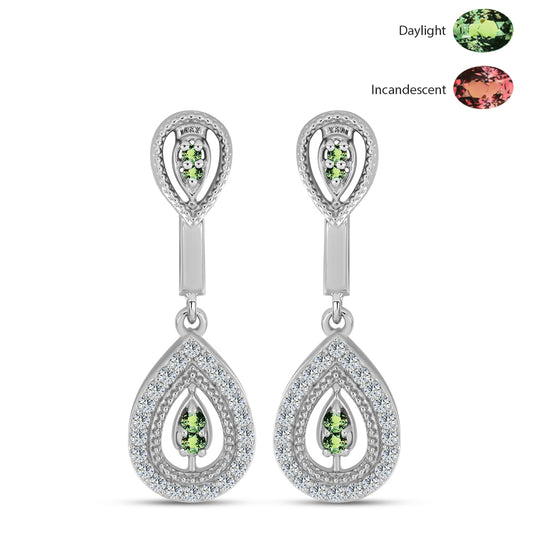 Pendientes de Plata con Alejandrita natural y Topacio Blanco