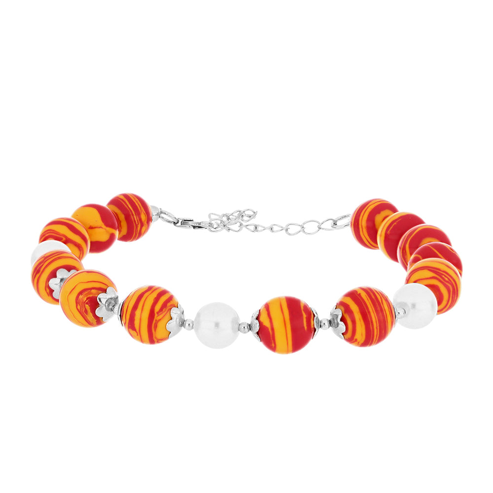 Pulsera de Plata con Jaspe Garra de León y Perla de Agua Dulce