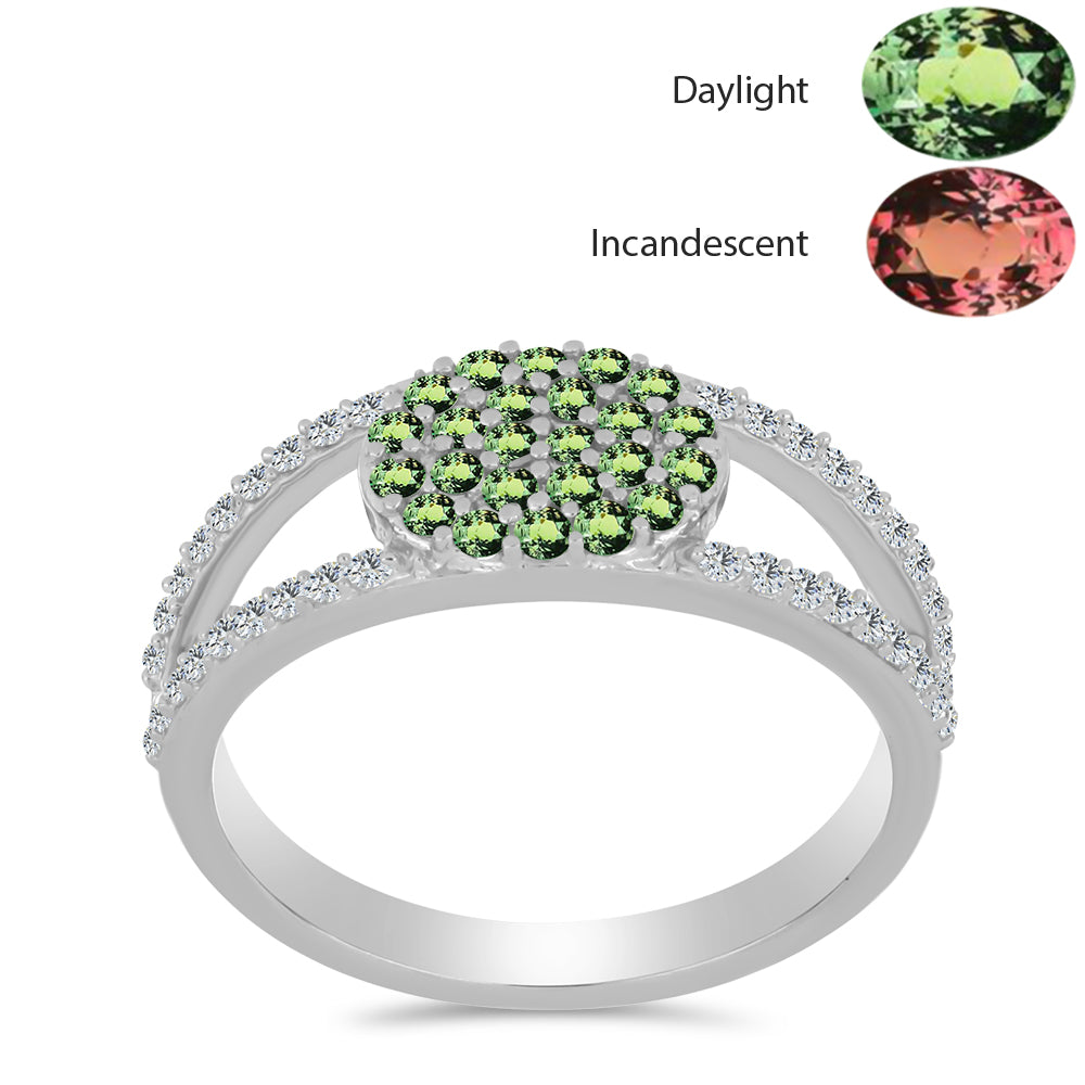 Anillo de Plata con Alejandrita natural y Topacio Blanco 3 