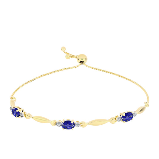 Pulsera de Plata Bañada en Oro con Lapislázuli y Topacio Blanco