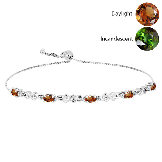 Pulsera de Plata con Zultanita de Anatolia certificado y cultivado en laboratorio y Topacio Blanco