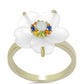 Anillo de Plata Bañada en Oro con Zafiro Arco Iris y Perla de Agua Dulce