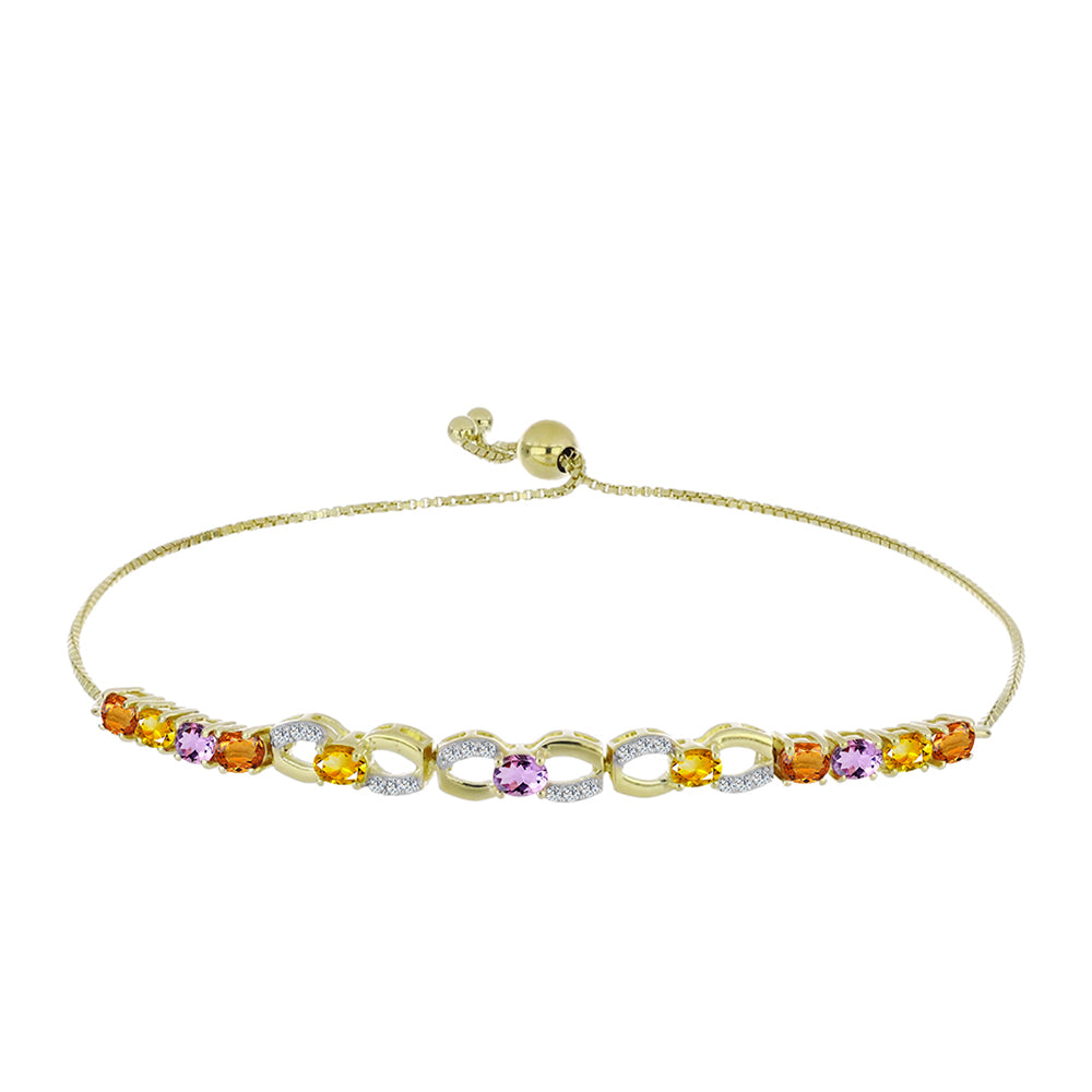 Pulsera de Plata Bañada en Oro con Zafiro Arco Iris y Topacio Blanco 1 