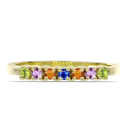 Anillo de Plata Bañada en Oro con Zafiro Arco Iris