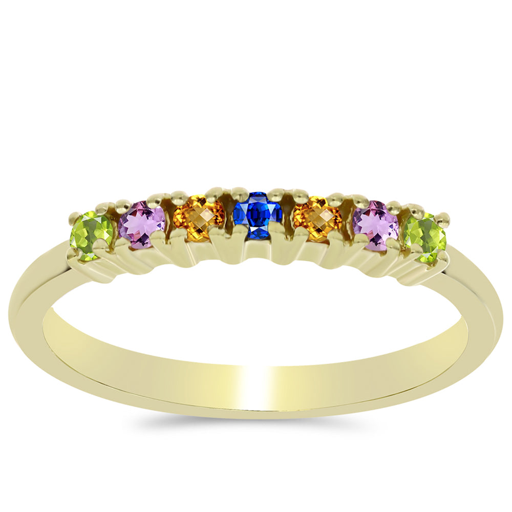 Anillo de Plata Bañada en Oro con Zafiro Arco Iris 1 
