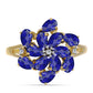 Anillo de Plata Bañada en Oro con Lapislázuli y Topacio Blanco
