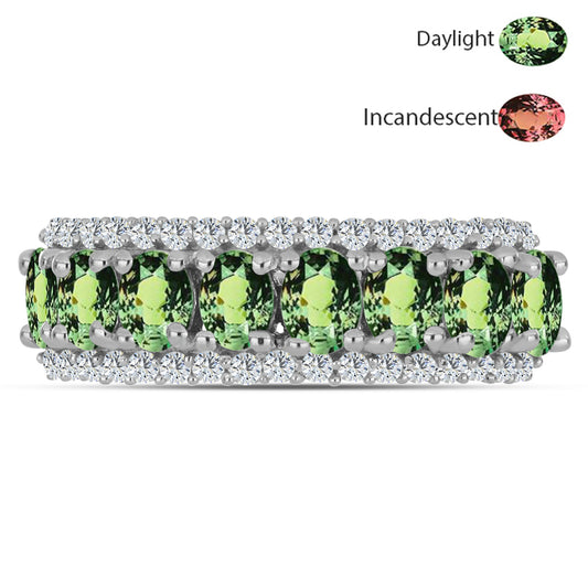 Anillo de Plata con Alejandrita natural y Topacio Blanco