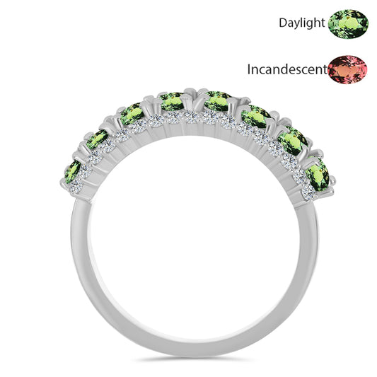 Anillo de Plata con Alejandrita natural y Topacio Blanco