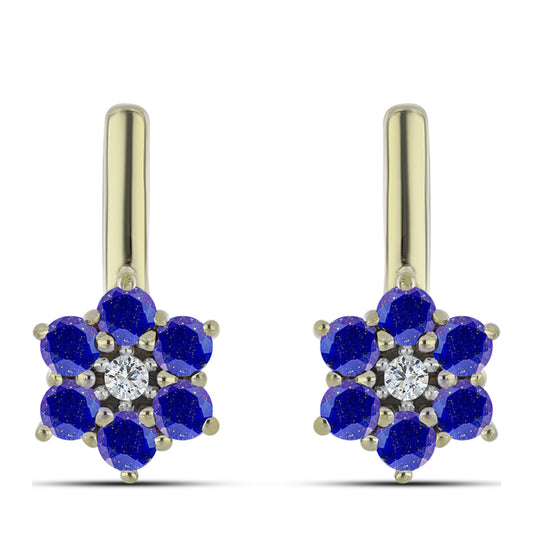 Pendientes de Plata Bañada en Oro con Lapislázuli y Topacio Blanco