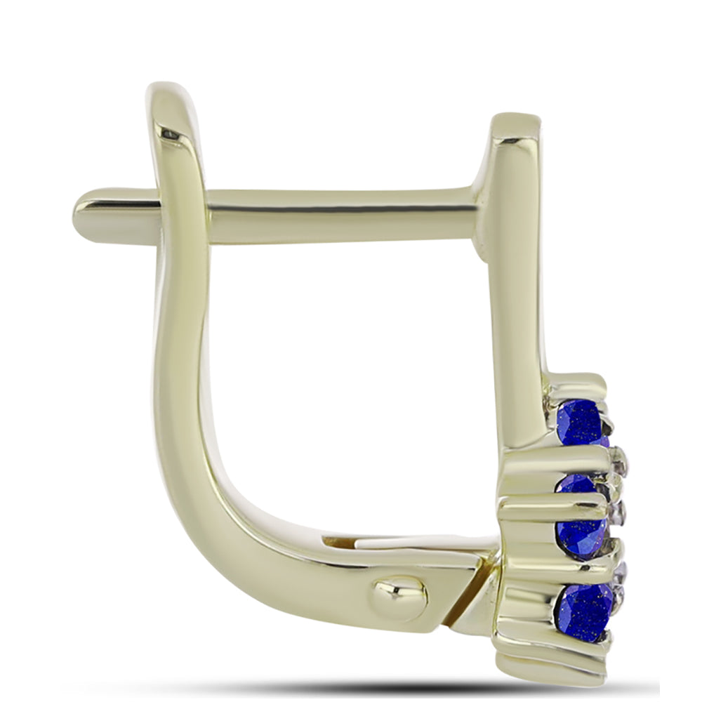 Pendientes de Plata Bañada en Oro con Lapislázuli y Topacio Blanco 2 