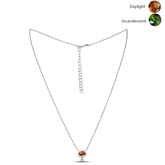 Collar de Plata con Zultanita de Anatolia certificado y cultivado en laboratorio y Topacio Blanco