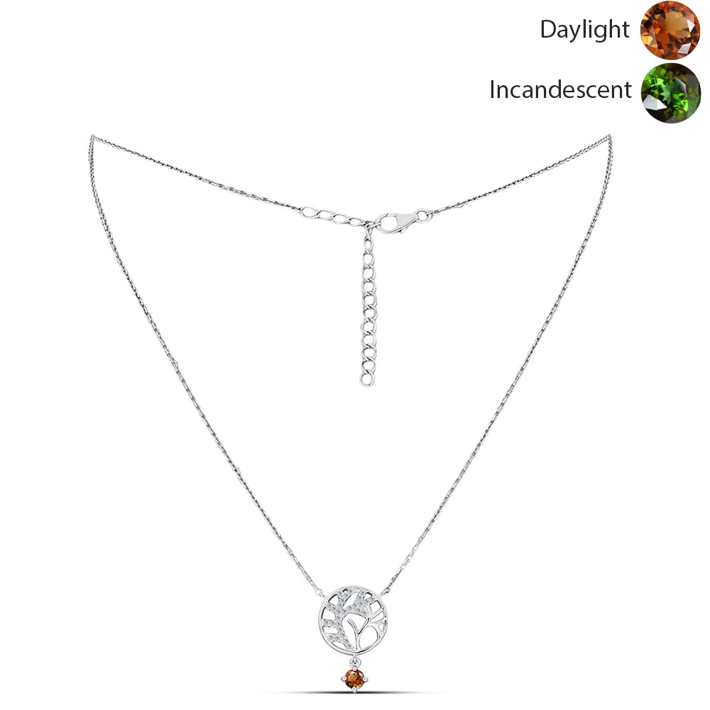 Collar de Plata con Zultanita de Anatolia certificado y cultivado en laboratorio y Topacio Blanco 1 