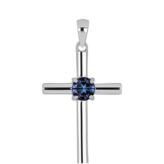 Cruz Colgante de Plata con Moisanita "Púrpura Imperial"