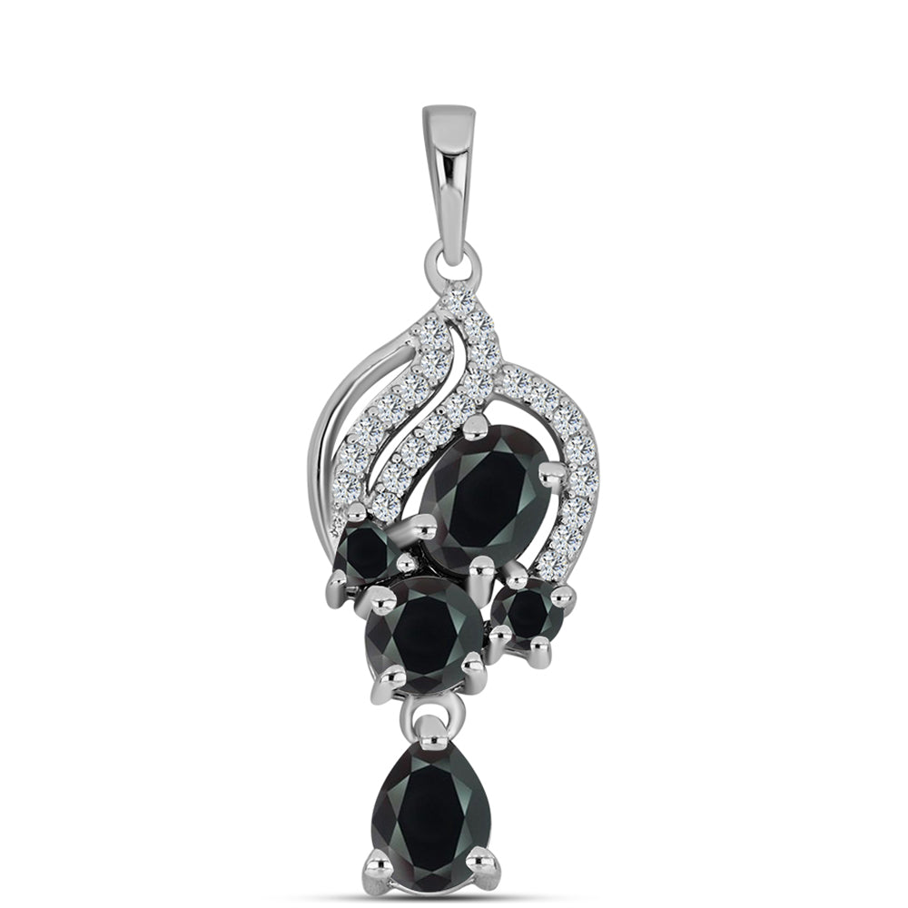Colgante de Plata con Obsidiana y Topacio Blanco 1 