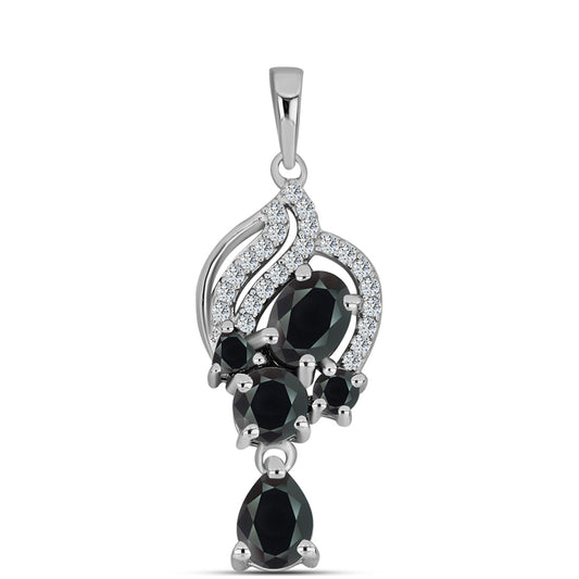 Colgante de Plata con Obsidiana y Topacio Blanco