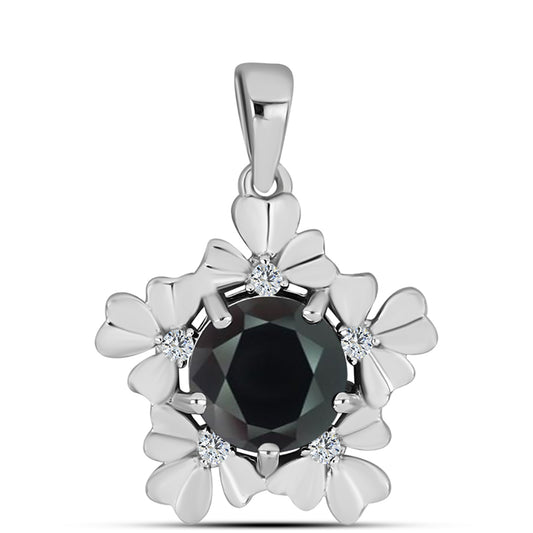 Colgante de Plata con Obsidiana y Topacio Blanco