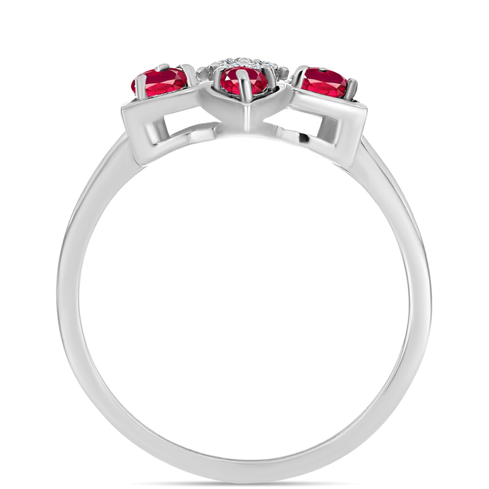 Anillo de Plata con Rubí de Madagascar y Topacio Blanco 2 