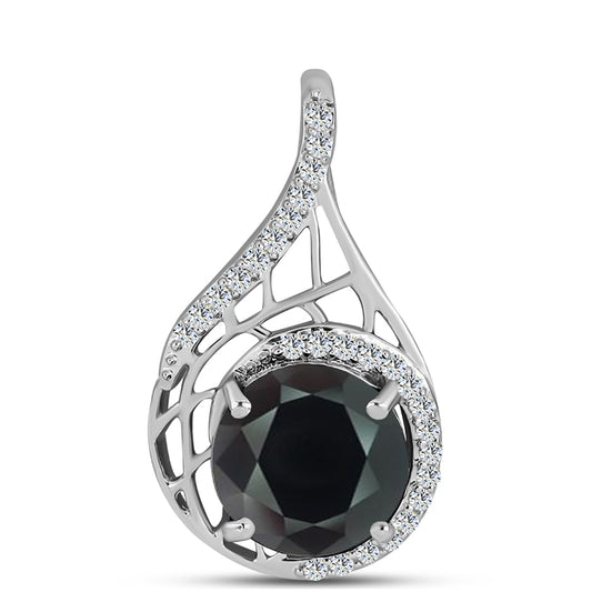 Colgante de Plata con Obsidiana y Topacio Blanco