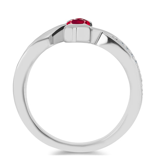 Anillo de Plata con Rubí de Madagascar y Topacio Blanco