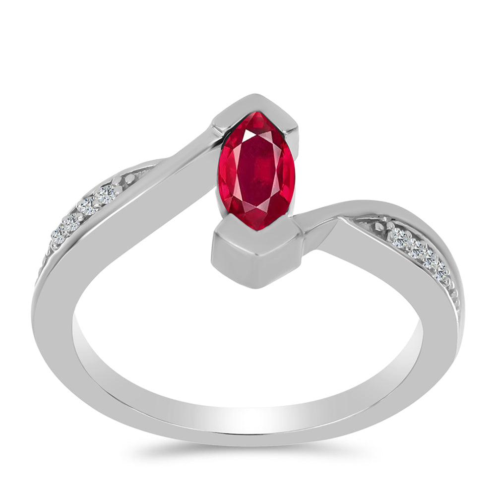 Anillo de Plata con Rubí de Madagascar y Topacio Blanco 3 