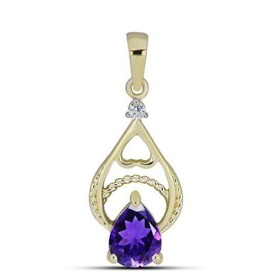 Colgante de Plata Bañada en Oro con Amatista de Marruecos y Topacio Blanco