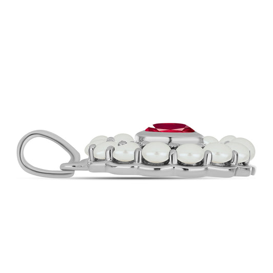 Colgante de Plata con Rubí de Madagascar y Perla blanca de agua dulce