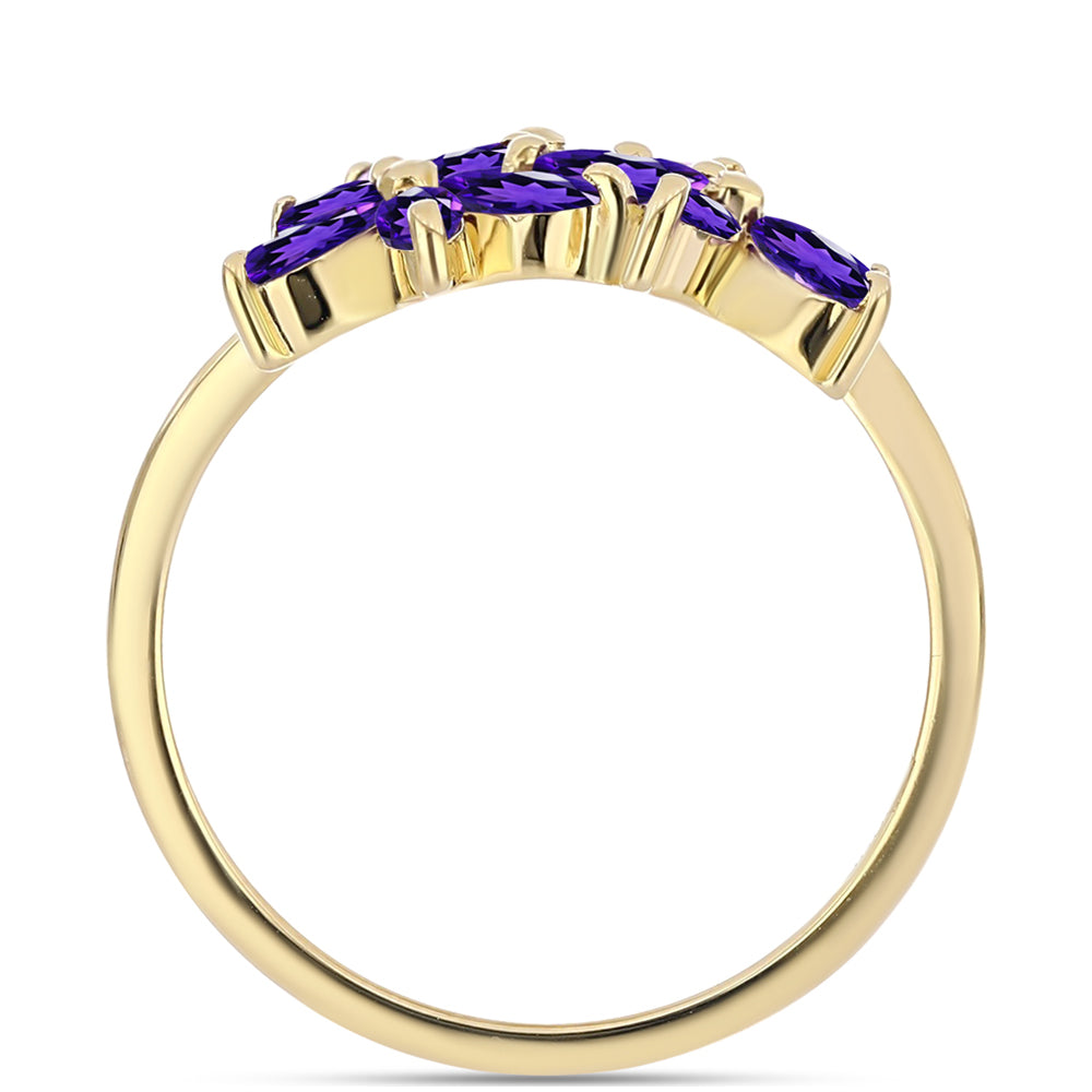 Anillo de Plata Bañada en Oro con Amatista de Marruecos 2 