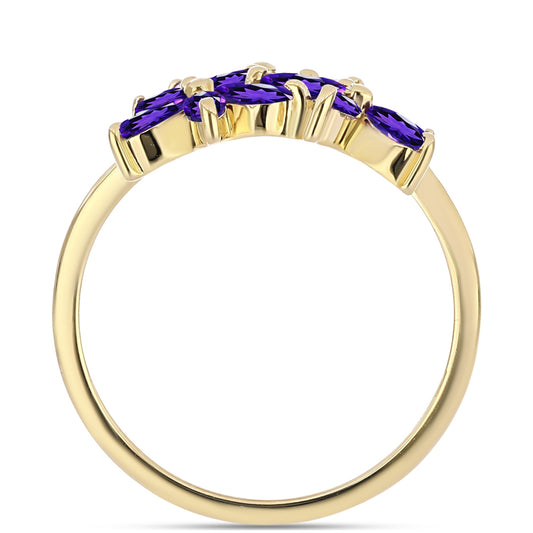 Anillo de Plata Bañada en Oro con Amatista de Marruecos
