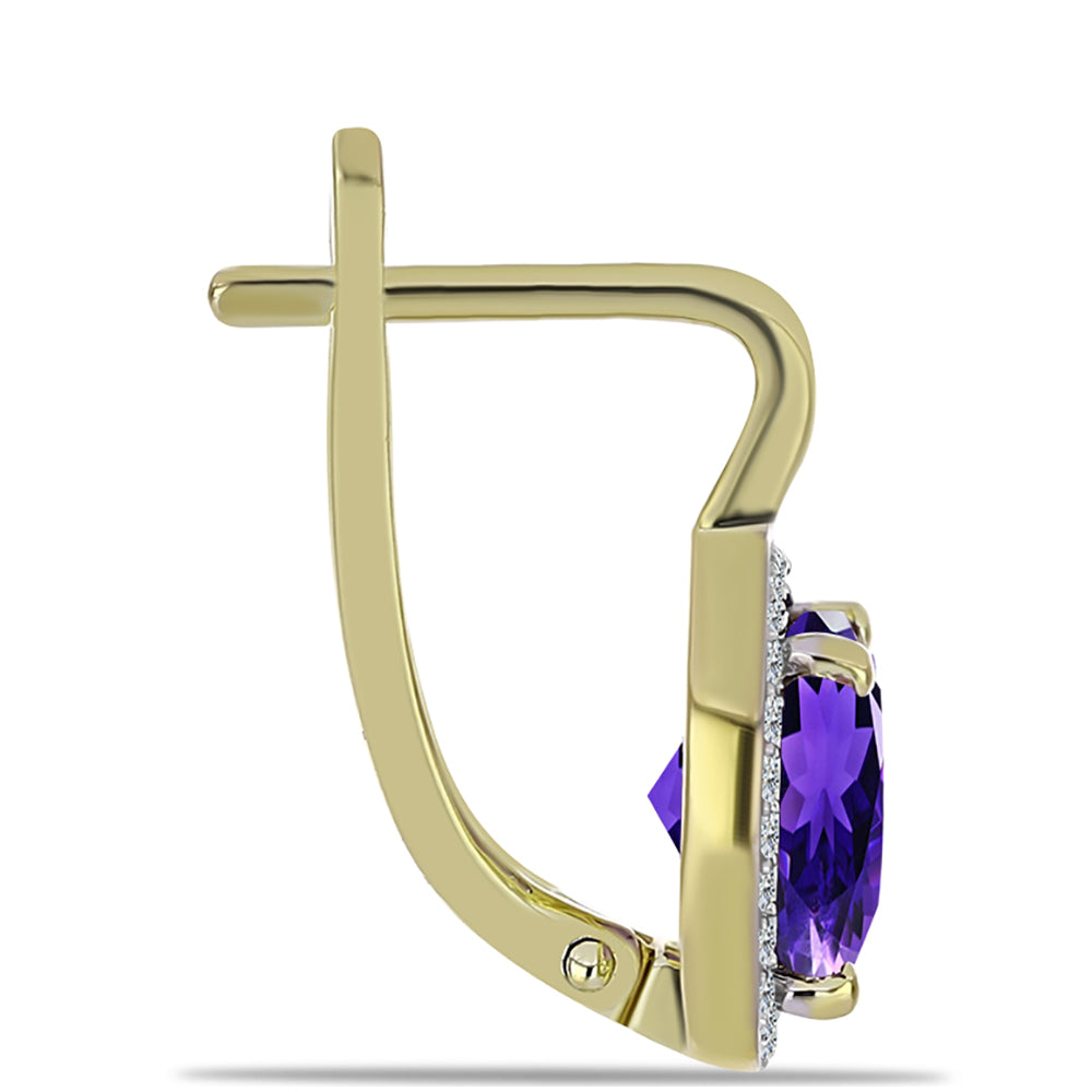 Pendientes de Plata Bañada en Oro con Amatista de Marruecos y Topacio Blanco 2 