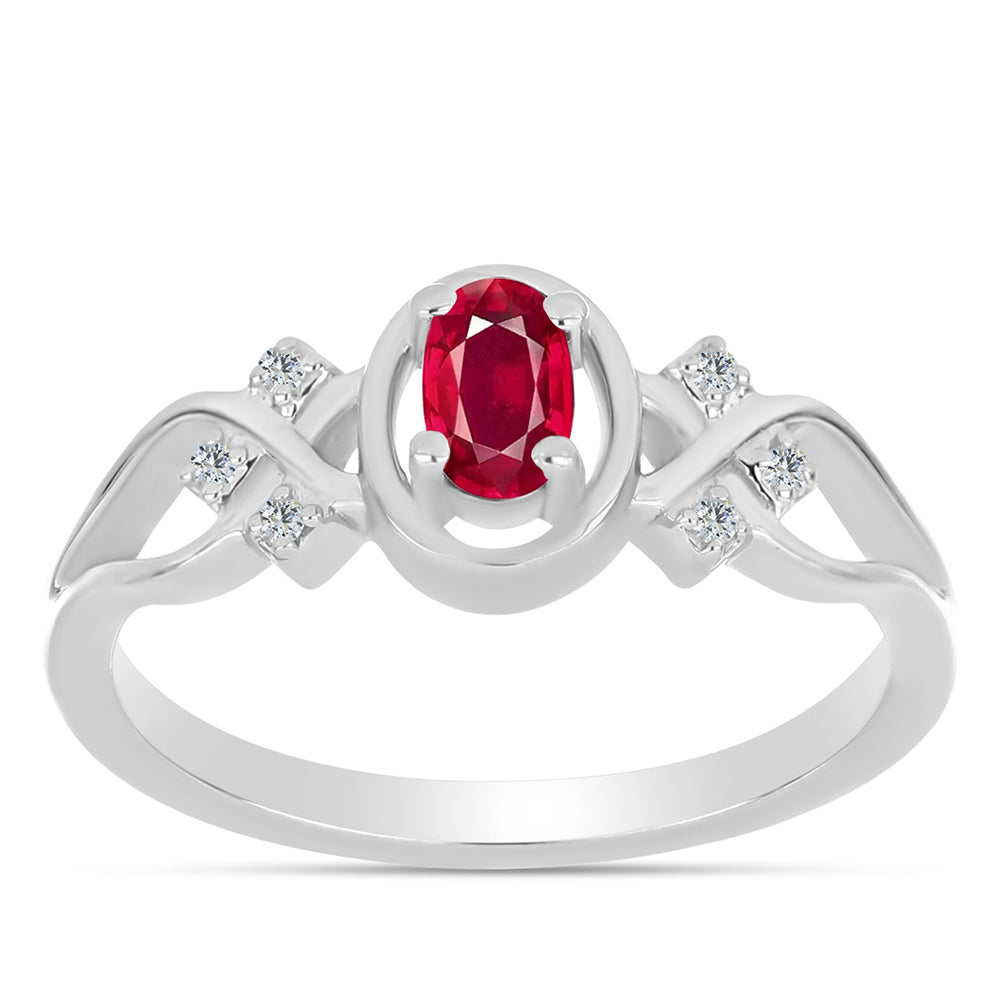 Anillo de Plata con Rubí de Madagascar y Topacio Blanco