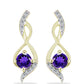 Conjunto de Plata Bañada en Oro con Amatista de Marruecos y Topacio Blanco ( Pendientes +Colgante )