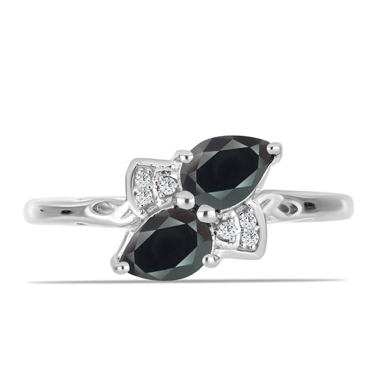 Anillo de Plata con Obsidiana y Topacio Blanco