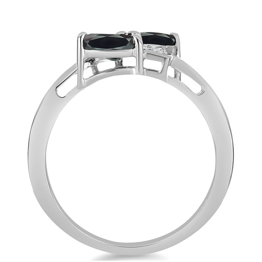Anillo de Plata con Obsidiana y Topacio Blanco