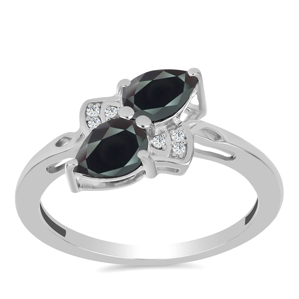 Anillo de Plata con Obsidiana y Topacio Blanco 3 