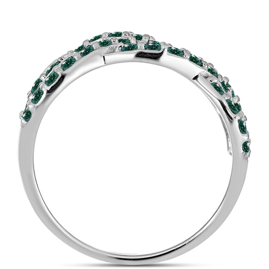 Anillo de Plata con Moissanita azul mar verdosa