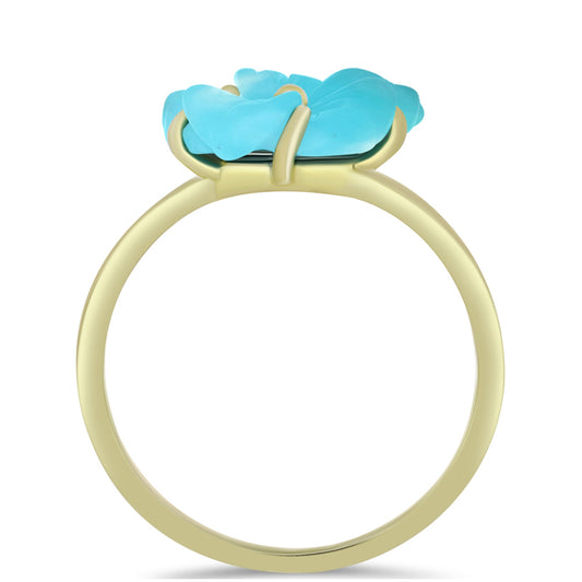 Anillo de Plata Bañada en Oro con Turquesa Bella Durmiente