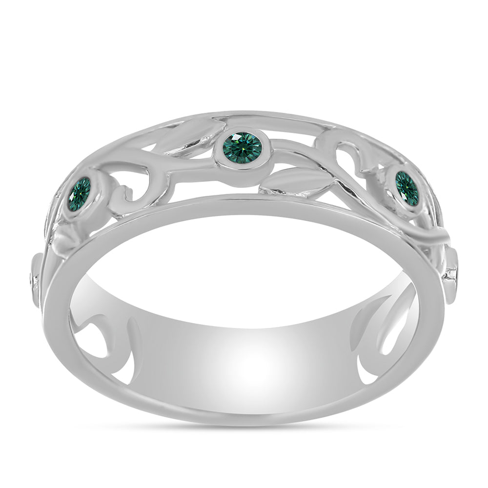 Anillo de Plata con Moissanita azul mar verdosa 3 