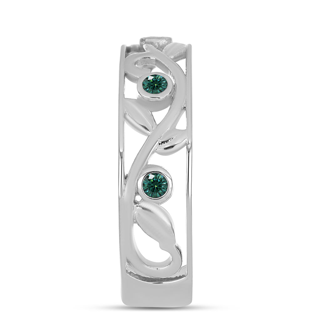 Anillo de Plata con Moissanita azul mar verdosa 4 
