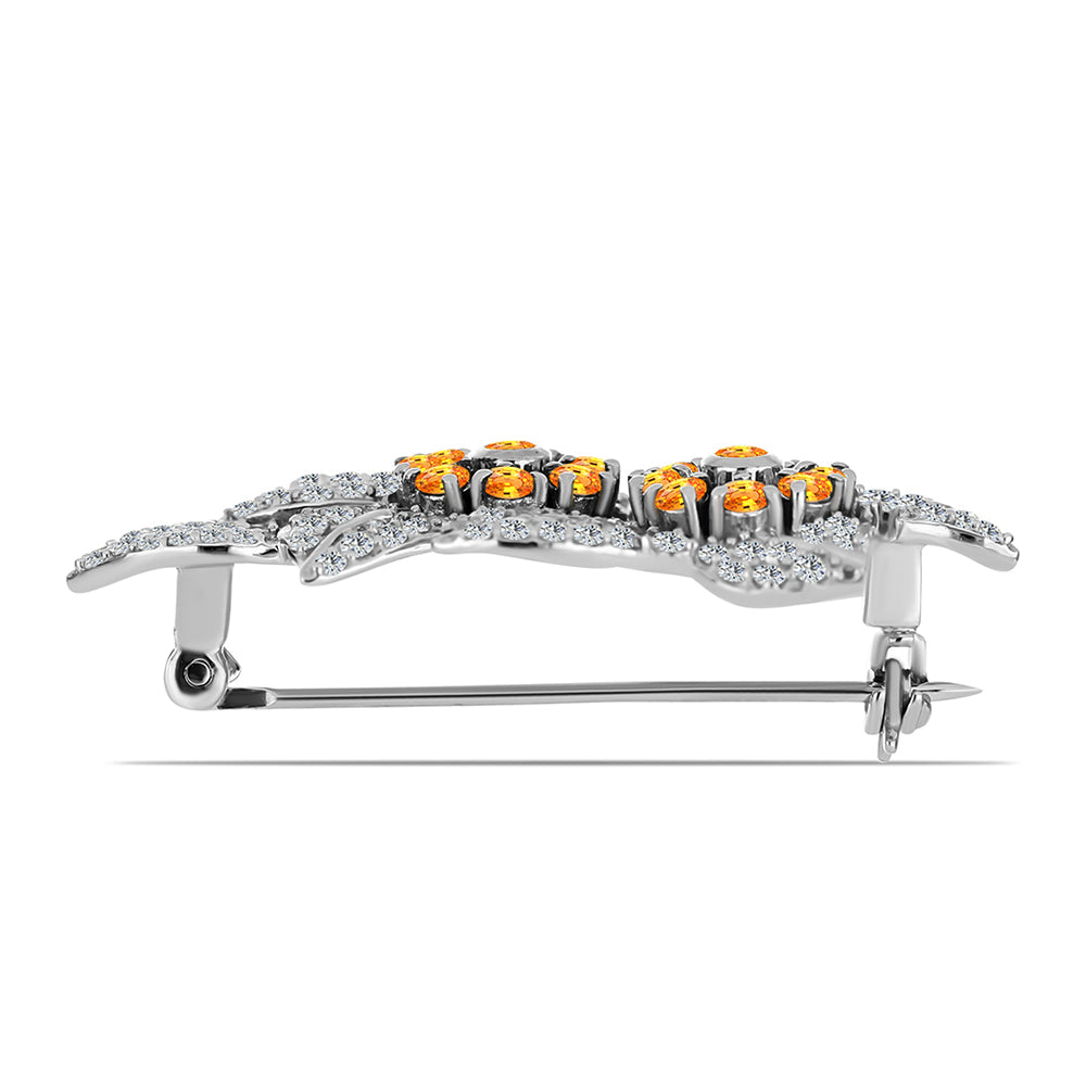 Broche de Plata con Zafiro Padparadscha y Topacio Blanco 2 